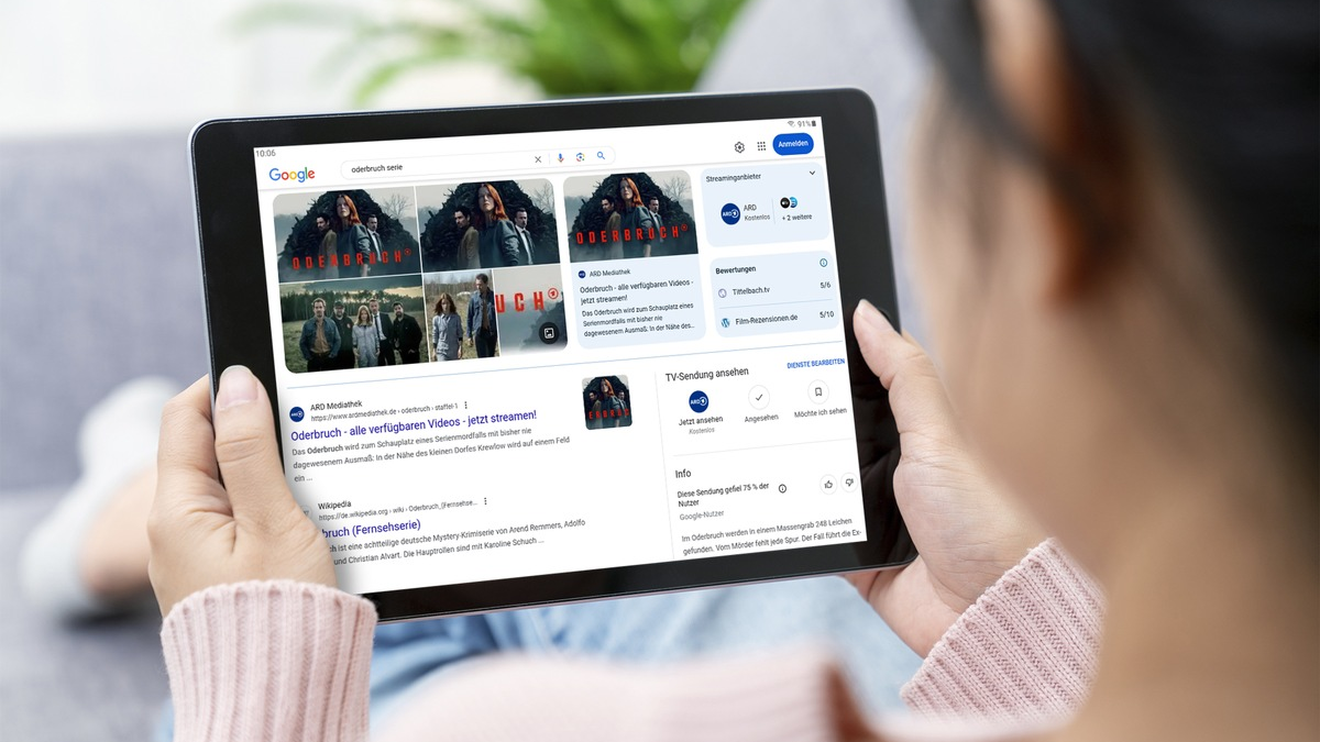 Bessere Suchergebnisse für Inhalte der ARD Mediathek / Mehr ARD-Empfehlungen für Nachrichten, Dokus und Serien bei Google - Foto: presseportal.de
