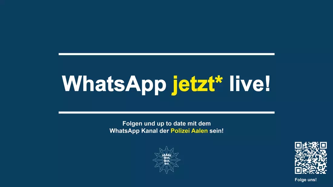 POL-AA: Die Polizei Baden-Württemberg und das Polizeipräsidium Aalen sind ab heute auf WhatsApp live - Bild: presseportal.de
