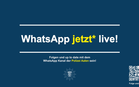 POL-AA: Die Polizei Baden-Württemberg und das Polizeipräsidium Aalen sind ab heute auf WhatsApp live - Foto: presseportal.de POL-AA: Die Polizei Baden-Württemberg und das Polizeipräsidium Aalen sind ab heute auf WhatsApp live - Foto: presseportal.de