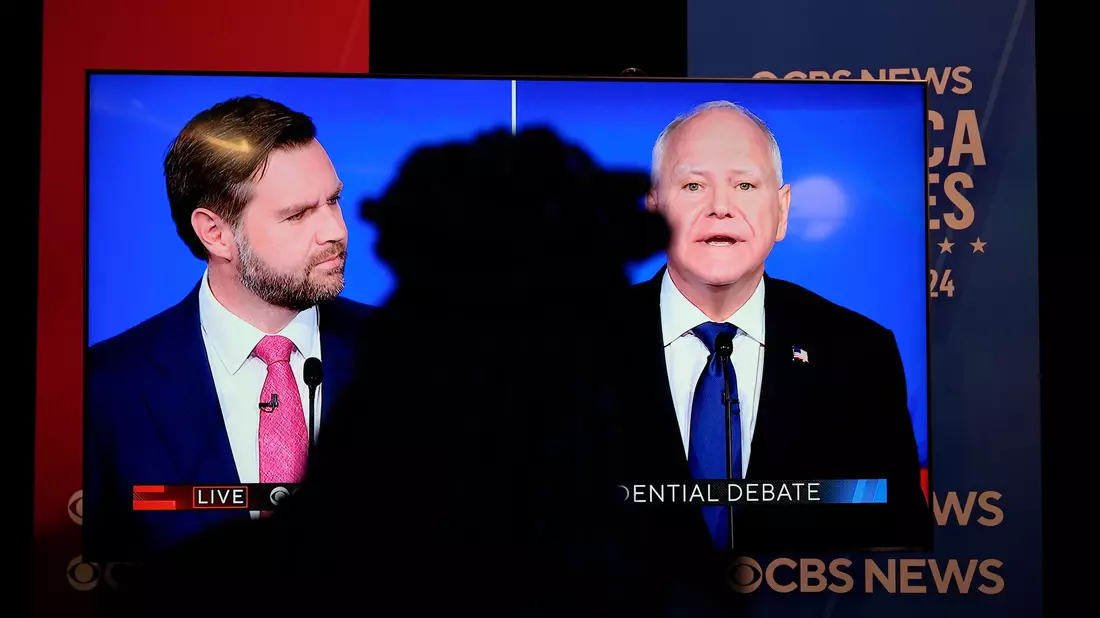 Die 90-minütige Debatte, ausgetragen von CBS in New York, fand ohne Publikum statt. - Bild: Julia Demaree Nikhinson/AP/dpa