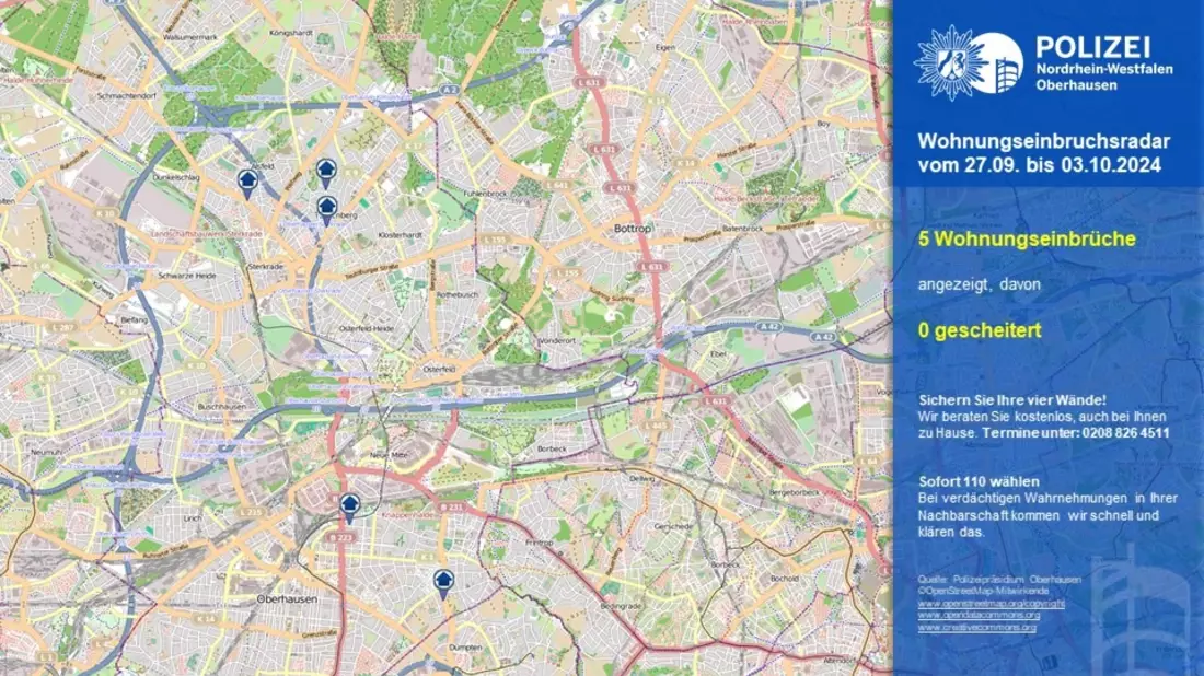 POL-OB: Wohnungseinbruchsradar in Oberhausen - Bild: presseportal.de