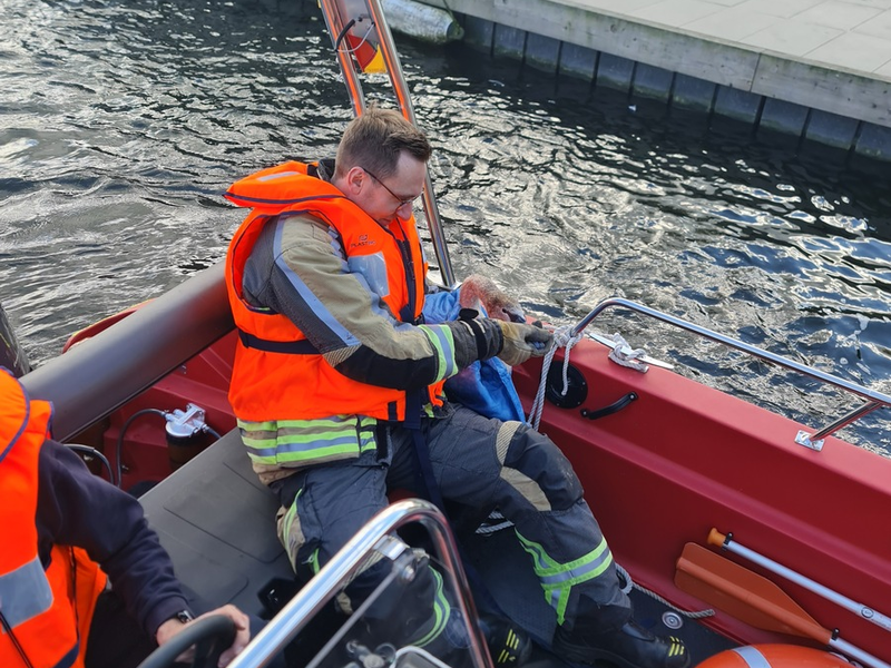 FW Bocholt: Schwan aus misslicher Lage am Aasee befreit - Foto: presseportal.de