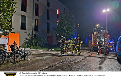 FW-M: Kellerbrand in Mehrfamilienhaus (Am Hart) - Foto: presseportal.de