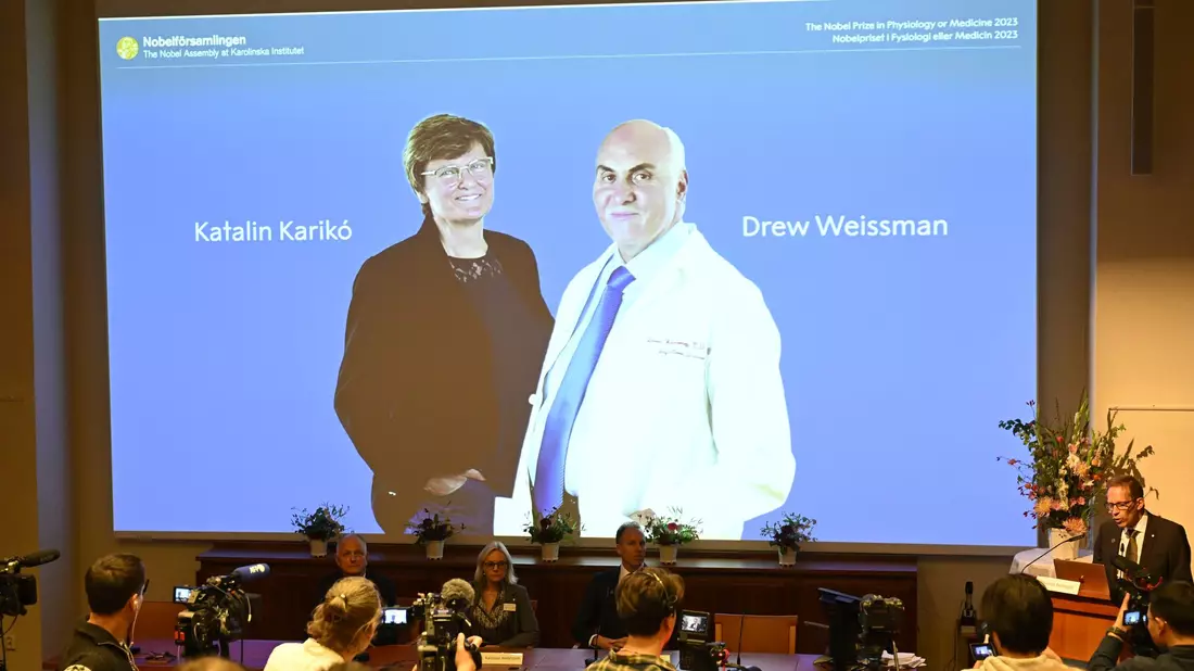Katalin Karikó und Drew Weissman wurden 2023 mit dem Medizin-Nobelpreis ausgezeichnet. - Bild: Jessica Gow/TT News Agency/AP/dpa
