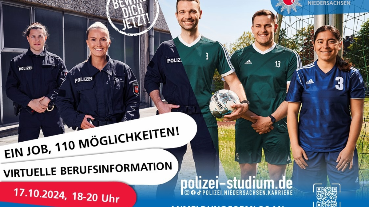 POL-OS: Virtuelle Berufsinformation der Polizei Niedersachsen am 17. Oktober 2024 von 18:00 bis 20:00 Uhr - Foto: presseportal.de