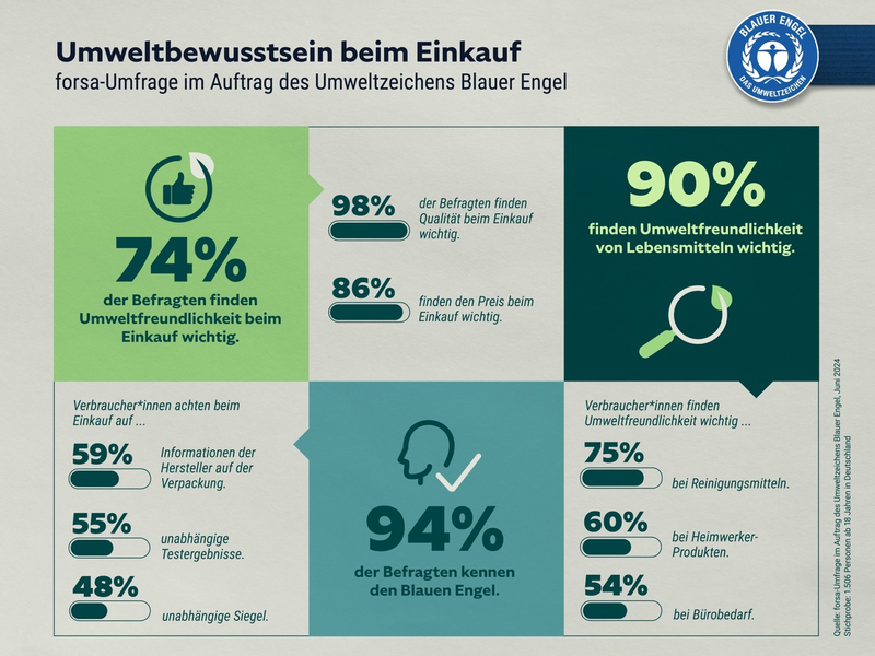 Blauer Engel-Umfrage zum World Ecolabel Day: Deutsche suchen Orientierung für den umweltfreundlichen Einkauf - Foto: presseportal.de