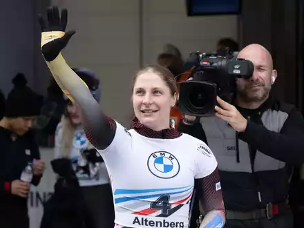Tina Hermann war Erfolgsgarantin des deutschen Skeleton-Teams. - Foto: Sebastian Kahnert/dpa
