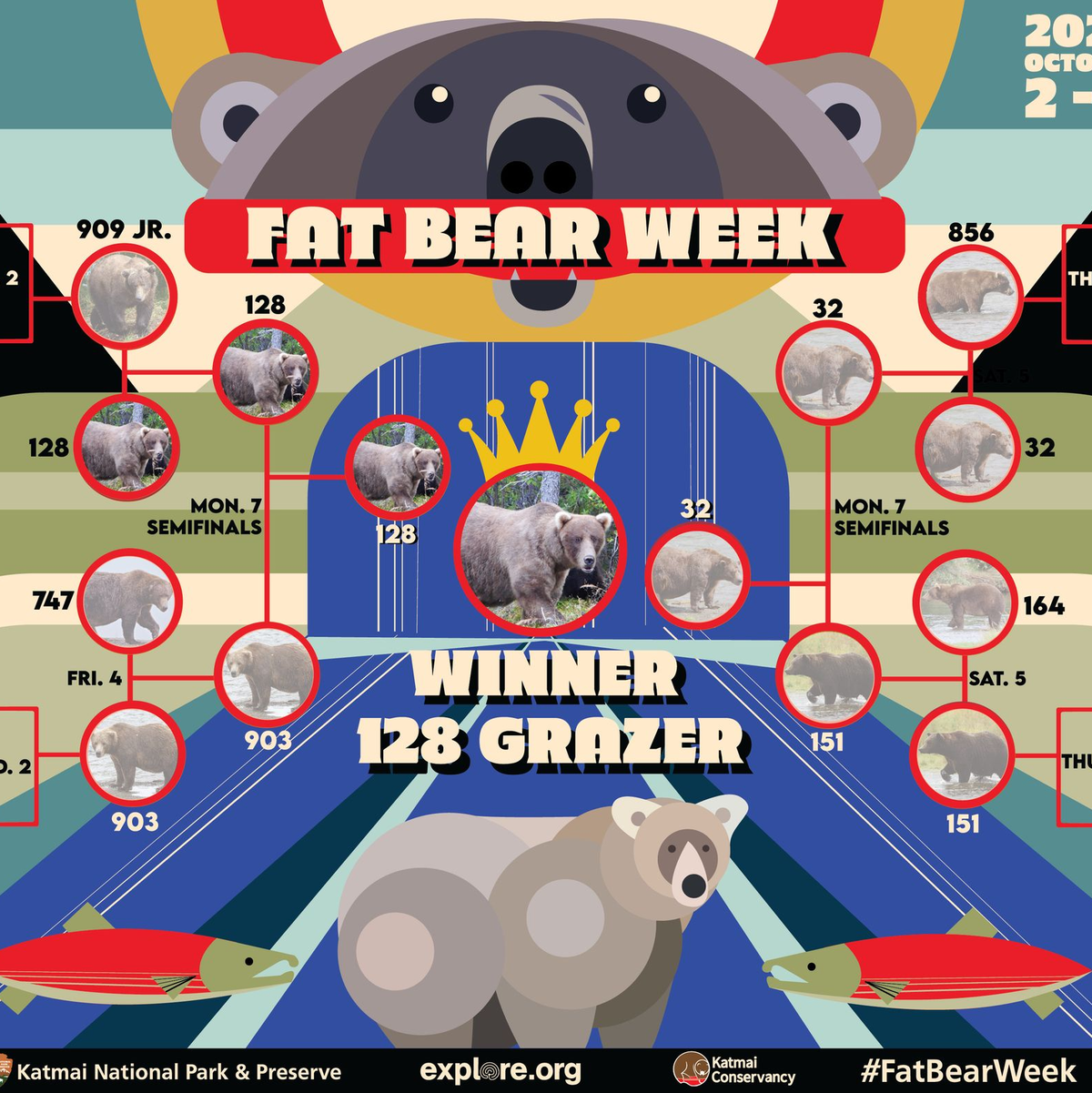 Braunbärin Grazer hat ihren Siegertitel von 2023 verteidigt - Foto: Katmai National Park/dpa