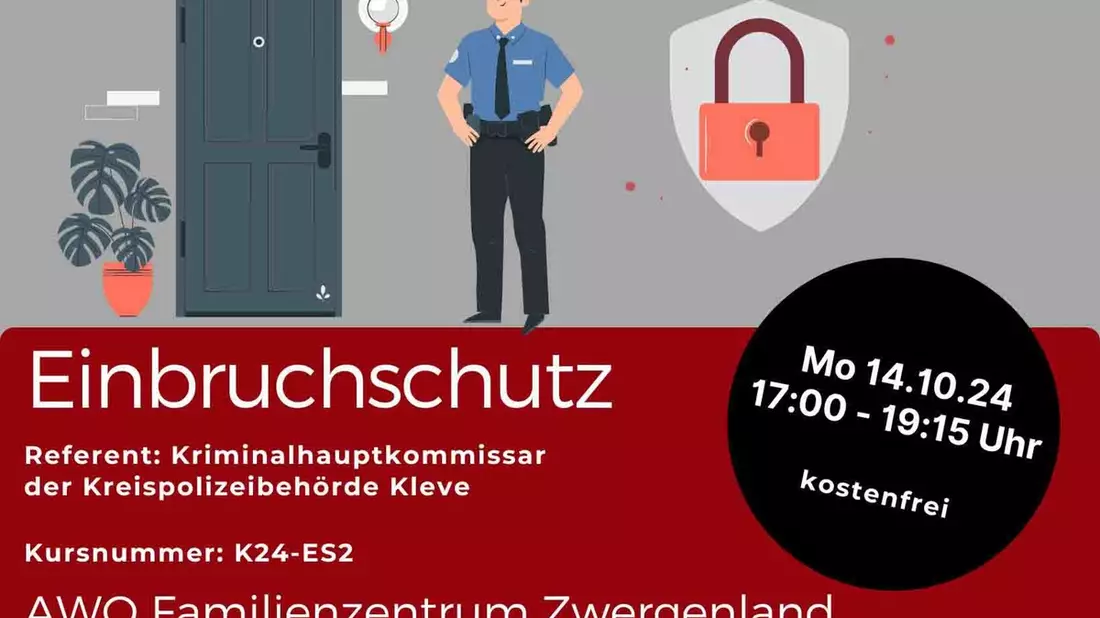 POL-KLE: Rheurdt - Kostenfreies Vortragsangebot: Kreispolizeibehörde Kleve informiert mit AWO Familienbildungswerk zum Thema Einbruchschutz - Bild: presseportal.de