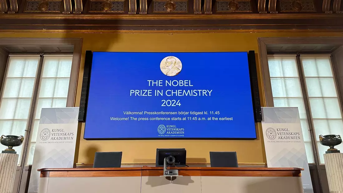 Der Nobelpreis für Chemie geht in diesem Jahr zu einer Hälfte an David Baker (USA), zum anderen Teil zusammen an Demis Hassabis und John Jumper, die beide in Großbritannien arbeiten.  - Bild: Steffen Trumpf/dpa