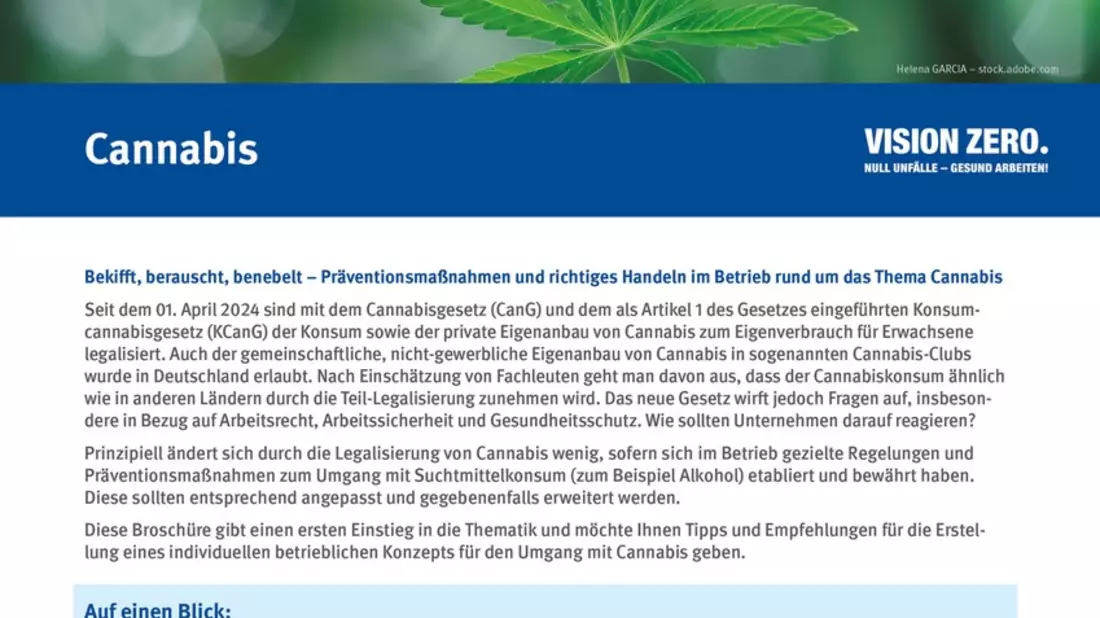 Bekifft, berauscht, benebelt? / Neue Broschüre der BG RCI zu Cannabis am Arbeitsplatz - Bild: presseportal.de