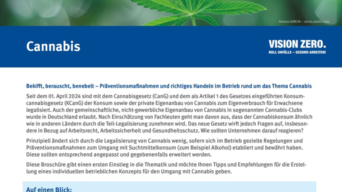 Bekifft, berauscht, benebelt? / Neue Broschüre der BG RCI zu Cannabis am Arbeitsplatz - Foto: presseportal.de