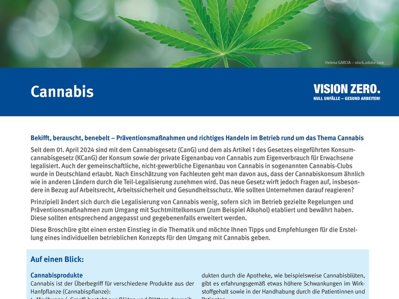Bekifft, berauscht, benebelt? / Neue Broschüre der BG RCI zu Cannabis am Arbeitsplatz - Foto: presseportal.de