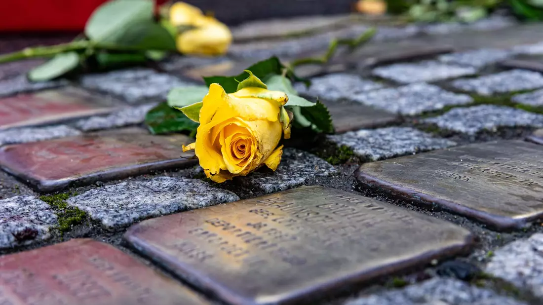Nach dem Diebstahl aller zehn Stolpersteine in der Stadt Zeitz sind bereits Tausende Euro Spenden geflossen. (Archivbild) - Bild: Sascha Lotz/dpa
