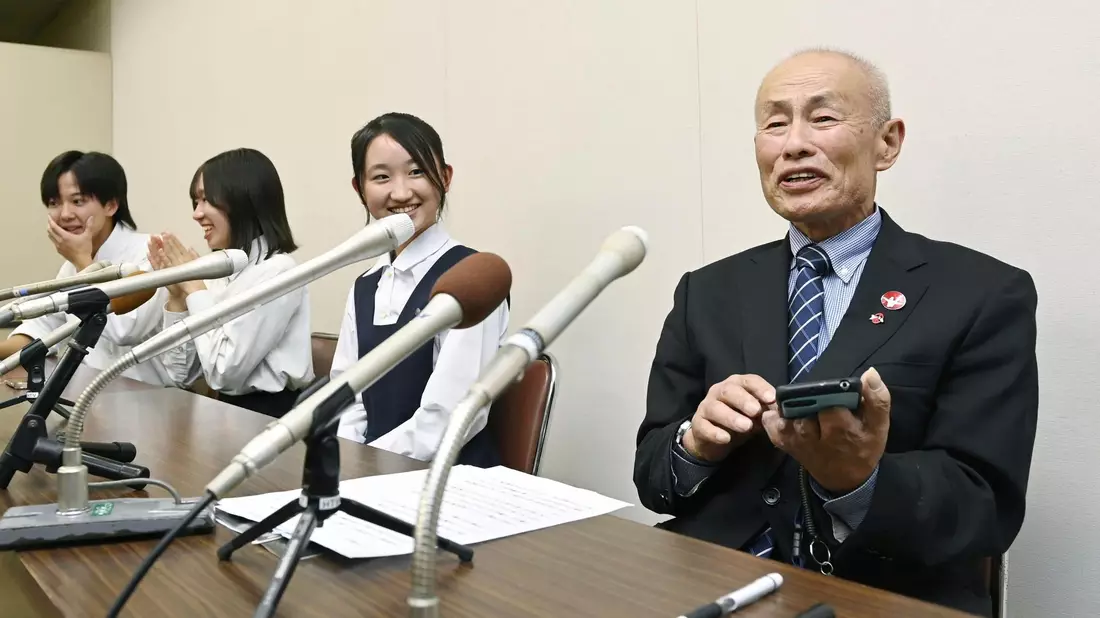 Tomoyuki Minomaki, Präsident von Nihon Hidankyo , gehört zu den Zehntausenden Überlebenden der Atombombenabwürfe über Japan. - Bild: Moe Sasaki/Kyodo News/AP/dpa