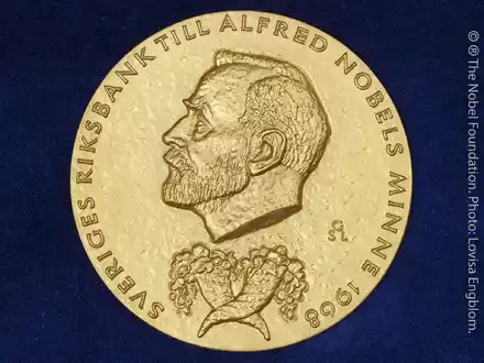 Diese prestigeträchtige Medaille ist mit dem Wirtschaftsnobelpreis verbunden. - Foto: Lovisa Engblom/The Nobel Foundation/dpa