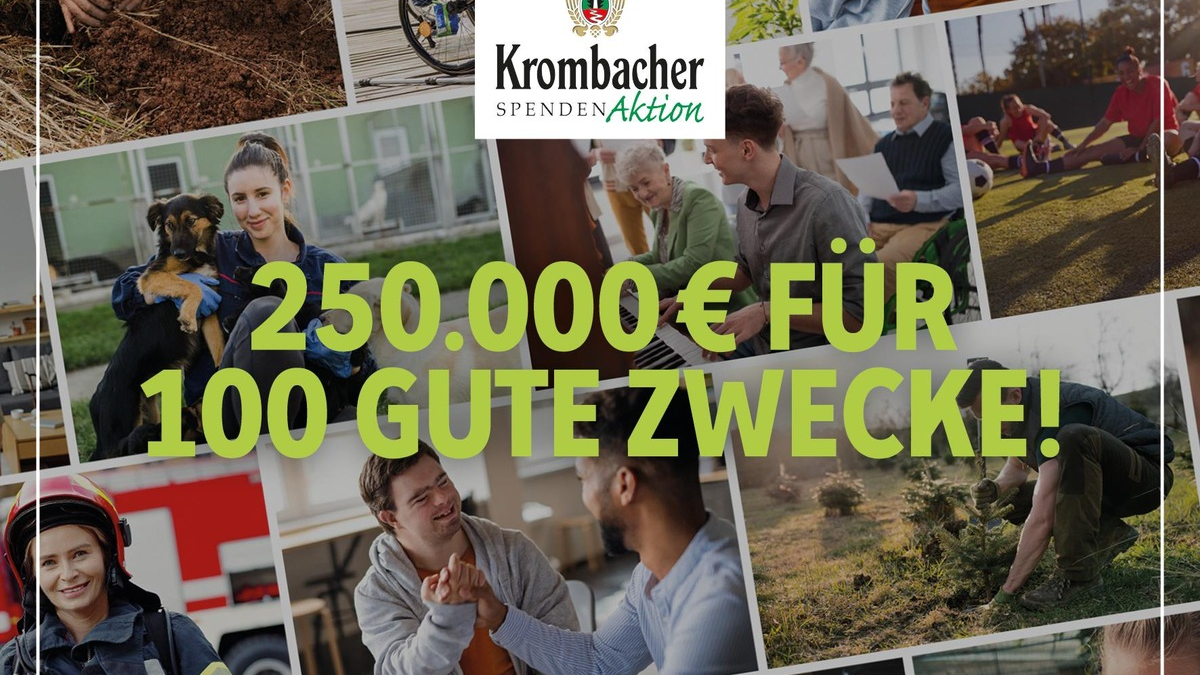 250.000 Euro für 100 gute Zwecke: Jetzt Vorschläge einreichen bei der Krombacher Spendenaktion - Foto: presseportal.de
