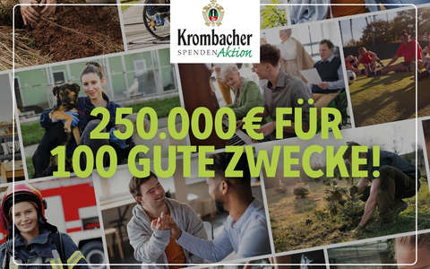 250.000 Euro für 100 gute Zwecke: Jetzt Vorschläge einreichen bei der Krombacher Spendenaktion - Foto: presseportal.de