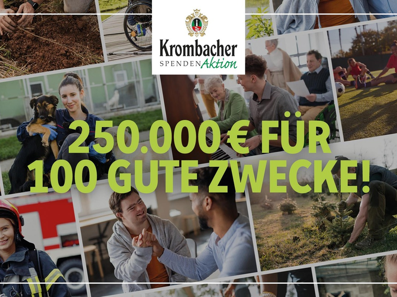 250.000 Euro für 100 gute Zwecke: Jetzt Vorschläge einreichen bei der Krombacher Spendenaktion - Foto: presseportal.de