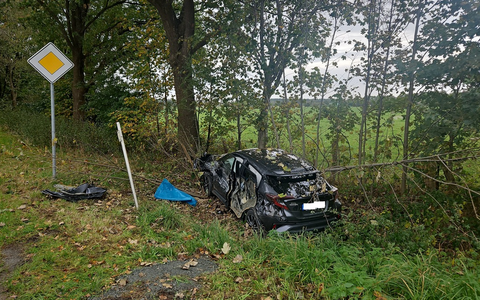 POL-CUX: Verkehrsunfall zwischen Traktor und PKW auf der Landesstraße 119 zwischen Neuenwalde und Fickmühlen - drei Personen leicht verletzt, darunter 8-jähriges Kind (Lichtbild in der Anlage) - Foto: presseportal.de
