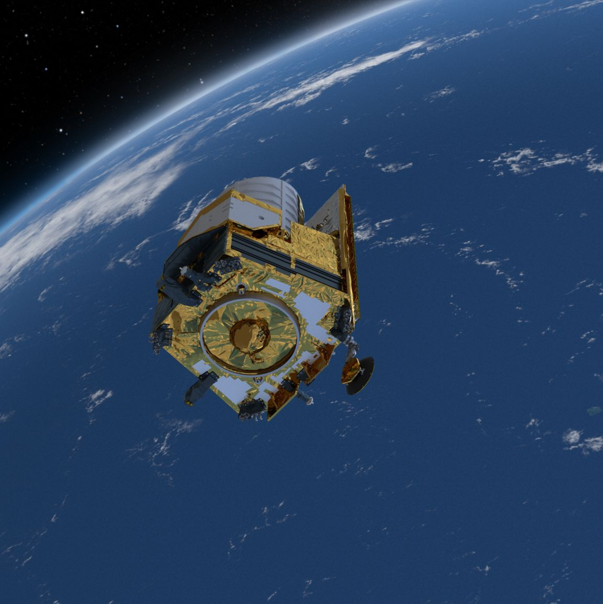 Ein am Computer generiertes Bild des Weltraumteleskops 