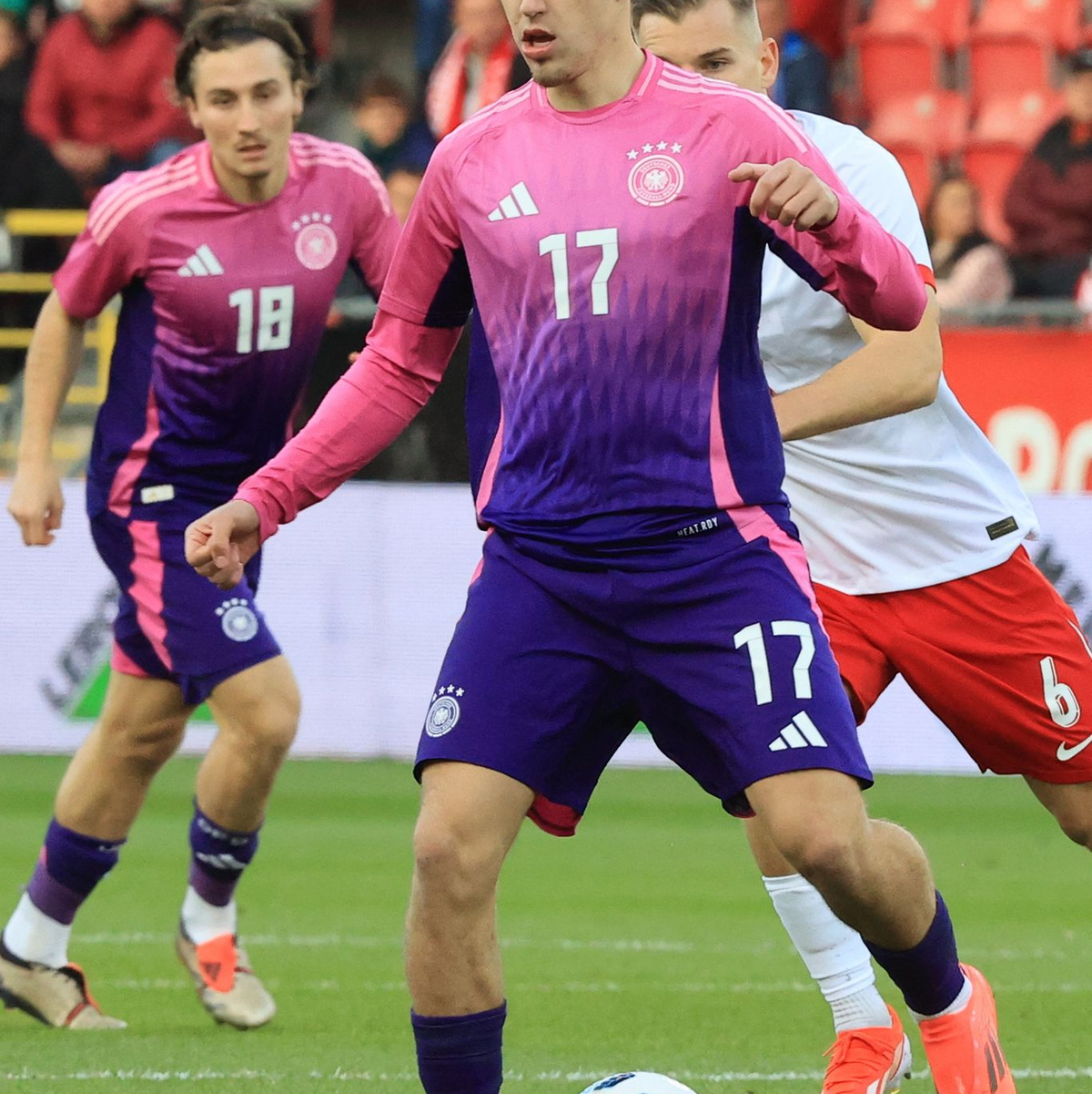 Brajan Gruda spielt mit der deutschen U21 zum Abschluss der EM-Quali in Polen 3:3. - Foto: Marian Zubrzycki/PAP/dpa