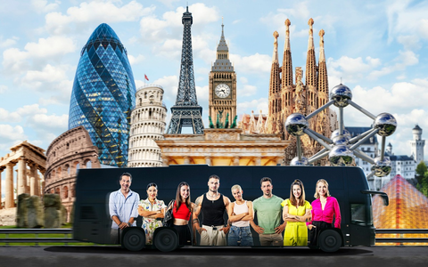 Andreas Elsholz Leyla Lahouar Ekaterina Leonova Max Bornmann Hanna Sökeland Philipp Boy Madita van Hülsen Tina Ruland Destination X - Foto: Joyn/Benedikt Müller/Renè Lohse, presseportal.de