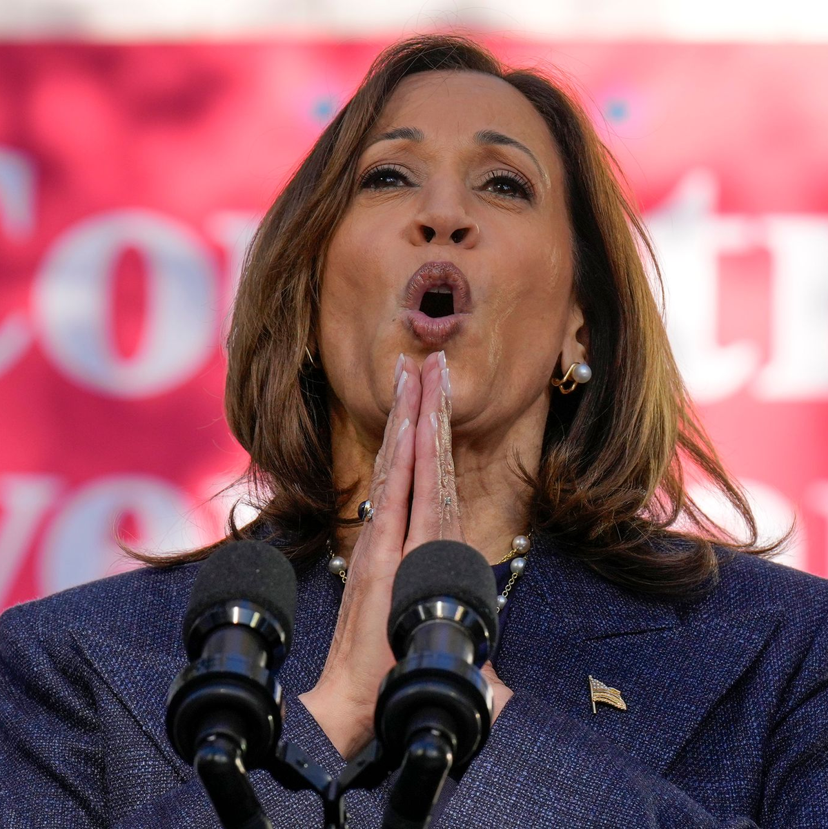 Harris und Moderator Baier fielen sich immer wieder in Wort.  - Foto: Jacquelyn Martin/AP/dpa