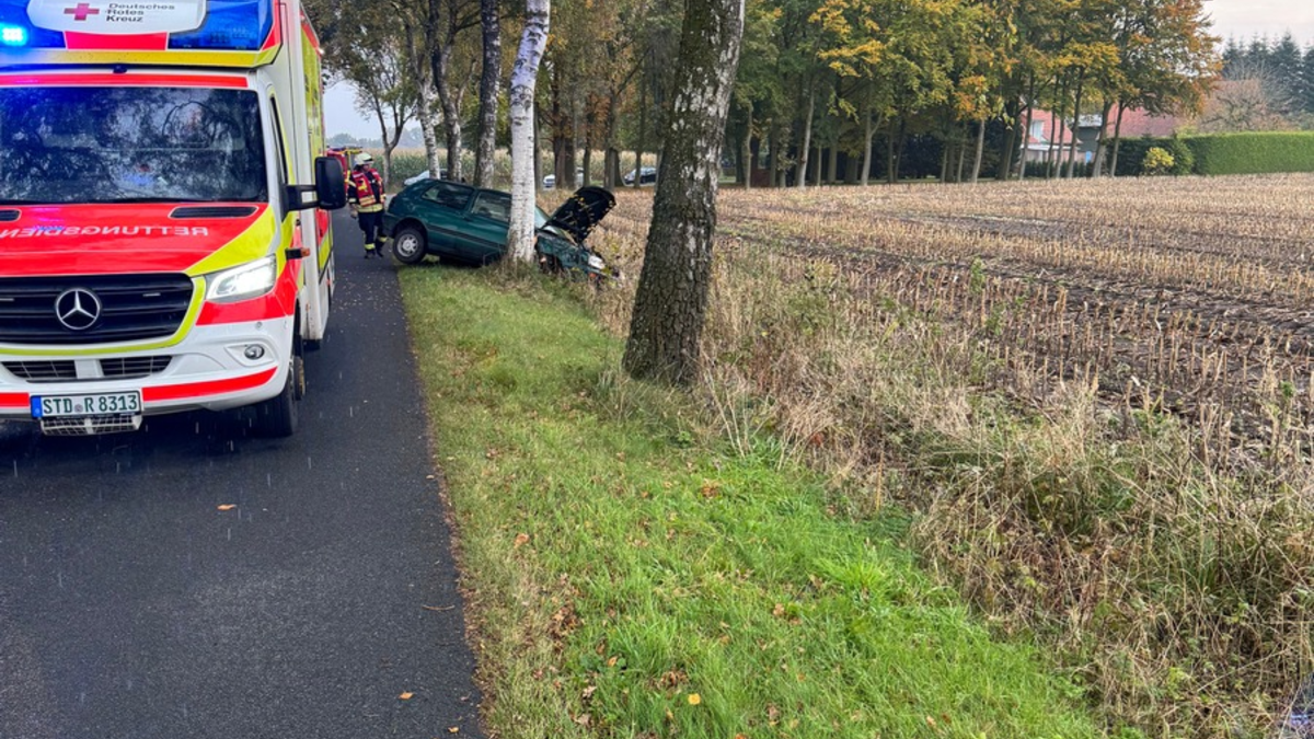 FFW Fredenbeck: PKW fährt gegen Baum / Fahrer verletzt - Foto: presseportal.de