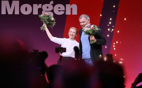 Ines Schwerdtner und Jan van Aken am 19.10.2024 - Foto: über dts Nachrichtenagentur