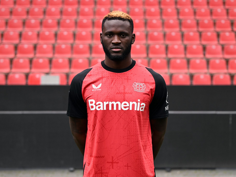 Leverkusens Stürmer Boniface war an einem Autounfall beteiligt. - Foto: Federico Gambarini/dpa