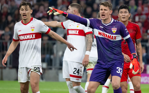 Am Dienstag sind Alexander Nübel (2. v. r.) und der VfB Stuttgart bei Juventus Turin zu Gast. - Foto: Sven Hoppe/dpa