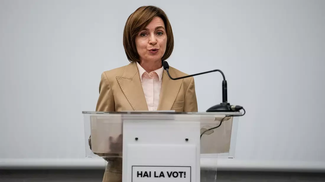 Die prowestliche Präsidentin in Moldau, Maia Sandu, beklagt bei dem Urnengang in ihrem Land beispiellose Wahlmanipulation durch antidemokratische Kräfte. - Bild: Vadim Ghirda/AP/dpa