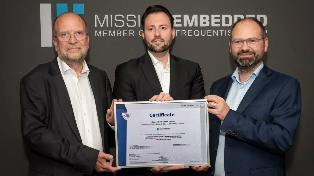 Mission Embedded erhält als erstes österreichisches Unternehmen die ISO 42001 Zertifizierung für die Entwicklung von KI-Systemen - Bild: presseportal.de