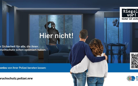 LKA-NRW: GEGEN Wohnungseinbrecher und FÜR Ihre Sicherheit: Riegel vor! - Sicher ist sicherer. - Aktionswochenende der Polizei NRW gegen Wohnungseinbruchdiebstahl vom 25. bis 27.10.2024 - Foto: presseportal.de