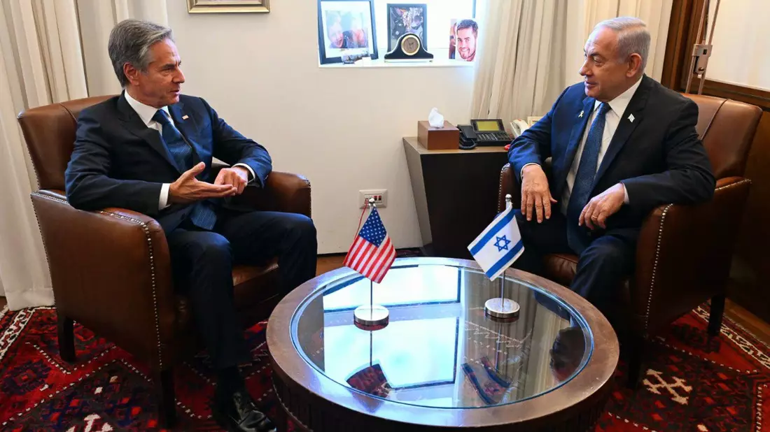 US-Außenminister Blinken bemüht sich im Nahen Osten um Deeskalation.  - Bild: Haim Zach/Israel Gpo/ZUMA Press Wire/dpa