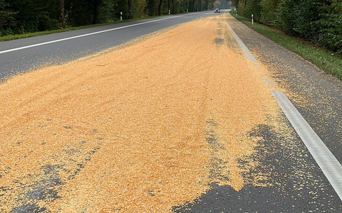 POL-MI: Traktor-Gespann verliert Mais auf der L 770 - Foto: presseportal.de