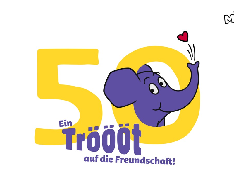 +++ Korrektur Sendehinweis Die Sendung mit dem Elefanten / 50 Jahre kleiner blauer Elefant: Ein Tröööt auf die Freundschaft! - Foto: presseportal.de