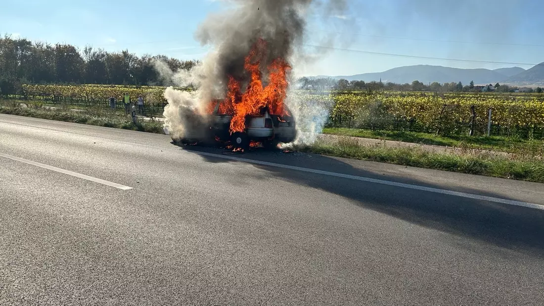 POL-PDLD: Fahrzeugvollbrand führt zu Vollsperrung der BAB65 - Bild: presseportal.de