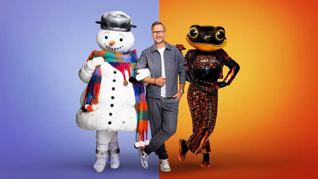 Der Schneemann Matthias Opdenhövel Der Feuersalamander The Masked Singer - Bild: Joyn/Nadine Rupp, presseportal.de