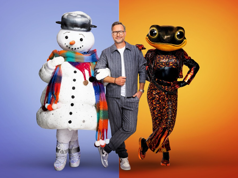 Der Schneemann Matthias Opdenhövel Der Feuersalamander The Masked Singer - Foto: Joyn/Nadine Rupp, presseportal.de
