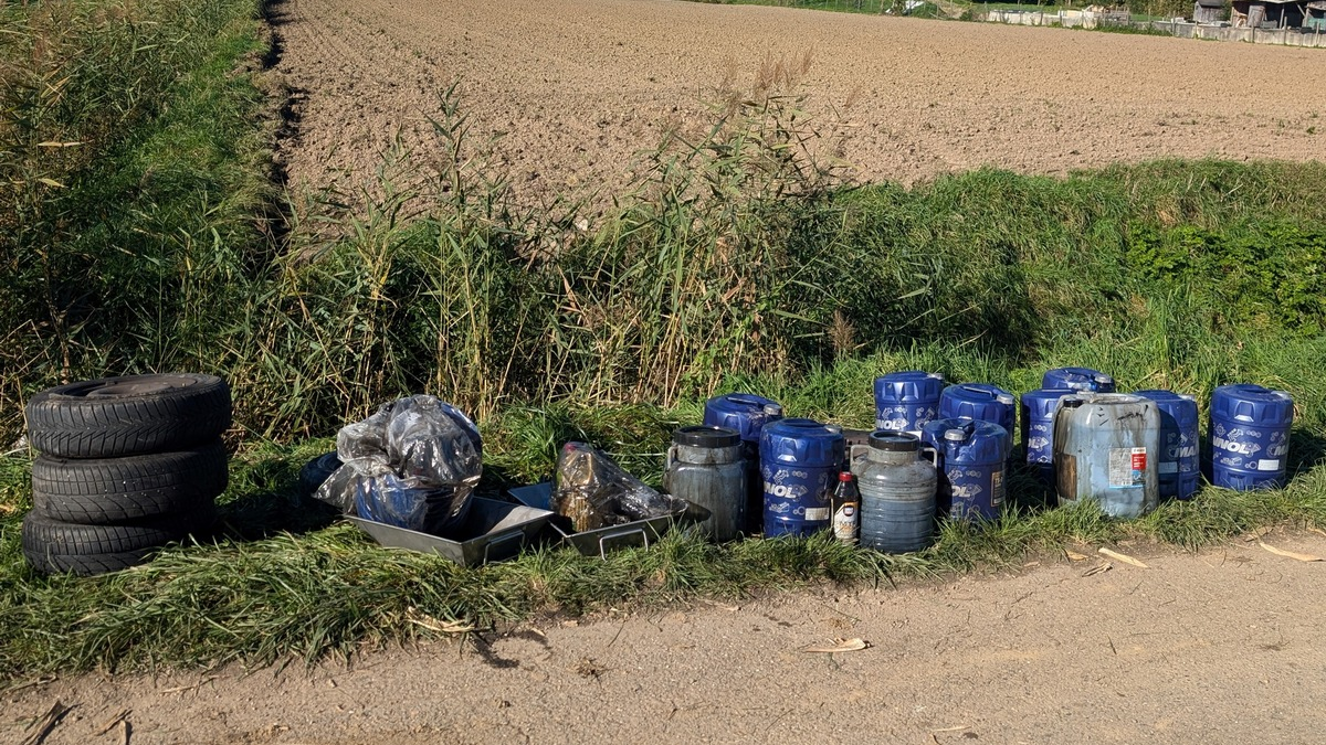 POL-OG: Hohberg, Hofweier - Altöl illegal entsorgt, Polizei bittet um Hinweise (FOTO) - Foto: presseportal.de