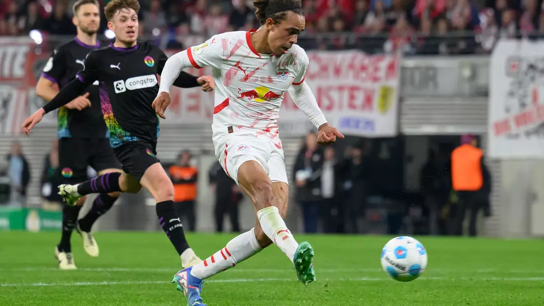 Yussuf Poulsen war für RB Leipzig erfolgreich. - Bild: Hendrik Schmidt/dpa