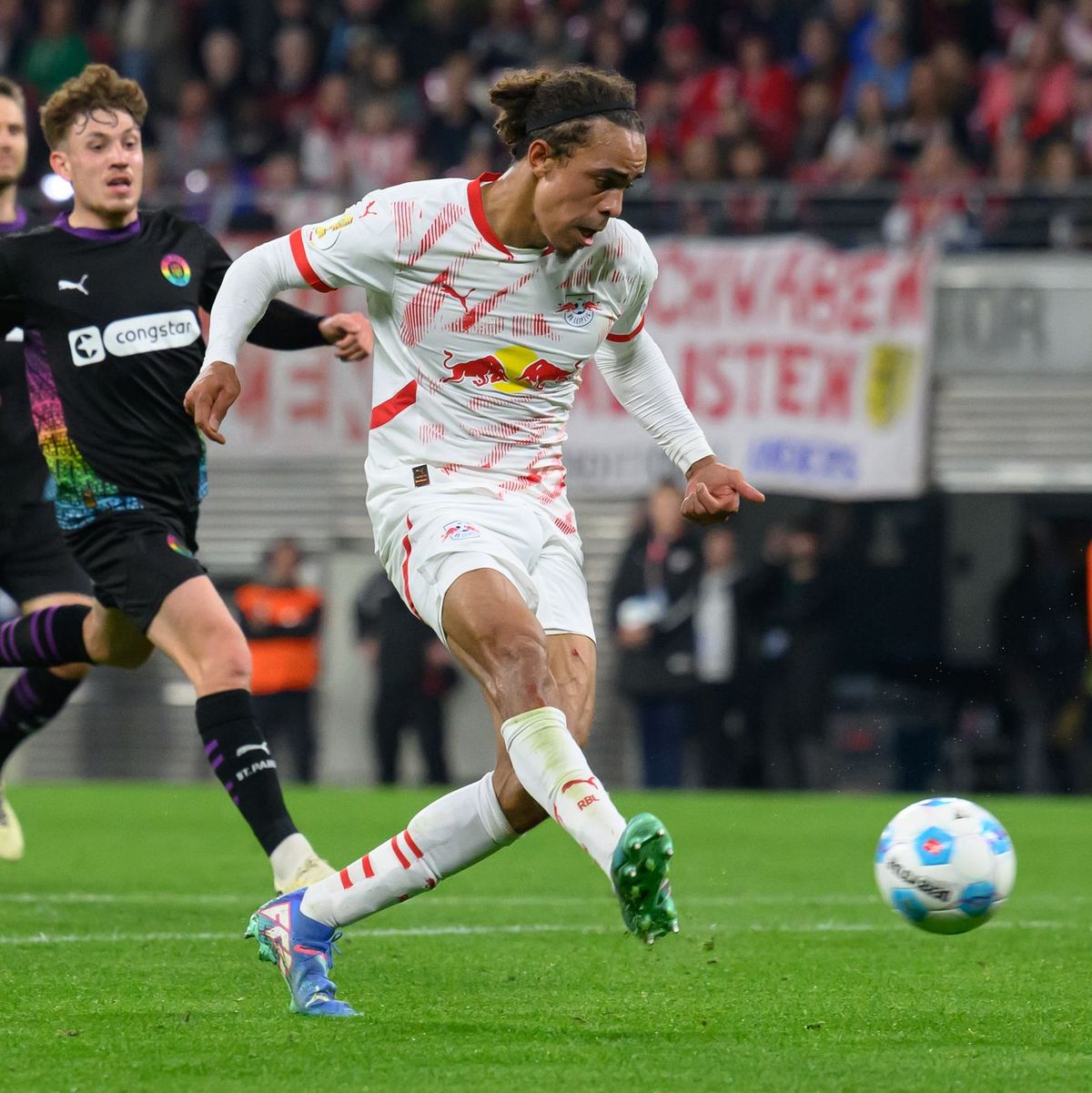 Yussuf Poulsen war für RB Leipzig erfolgreich. - Foto: Hendrik Schmidt/dpa