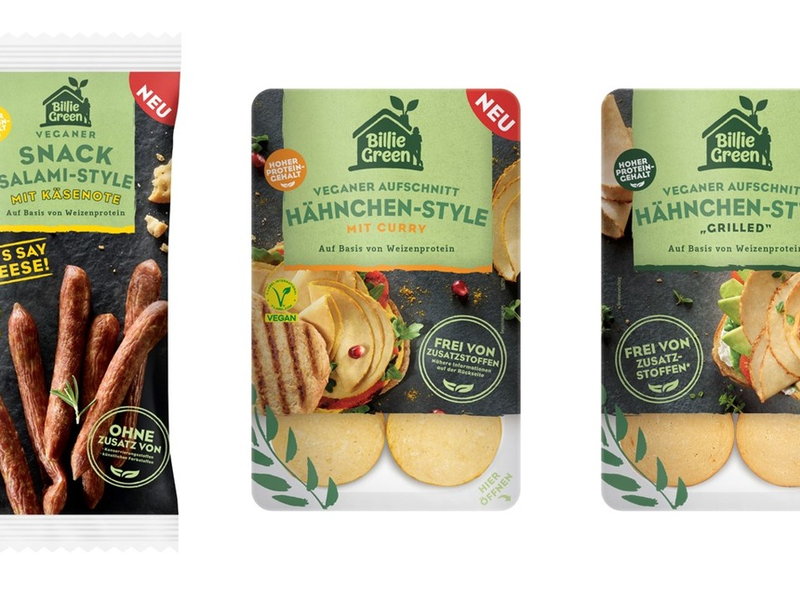 Hähnchen-Style oder Salami-Snack? Hauptsache lecker und vegan! / Billie Green präsentiert neue Aufschnitt-Sorten und deftigen Snack - Foto: presseportal.de