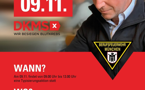 FW-M: Ein Held benötigt Hilfe - Registrierungsaktion für Feuerwehrmann in München - Foto: presseportal.de FW-M: Ein Held benötigt Hilfe - Registrierungsaktion für Feuerwehrmann in München - Foto: presseportal.de