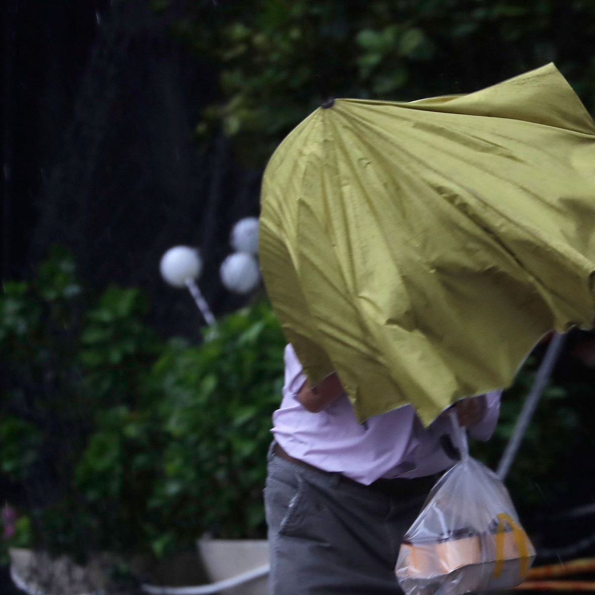 Den Behörden zufolge ereigneten sich bereits vor Anlandung des Tropensturms mehr als 100 Unfälle. - Foto: Chiang Ying-ying/AP/dpa