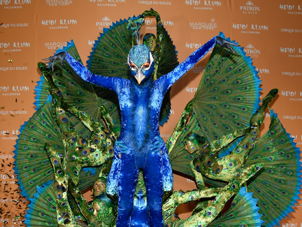Ein schillernder Pfau - Heidi Klum bei ihrer jährlichen Halloween-Party 2023. (Archivbild) - Foto: Evan Agostini/Invision/AP/dpa