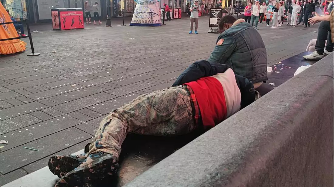 Obdachlose in den USA am Times Square - Bild: über dts Nachrichtenagentur