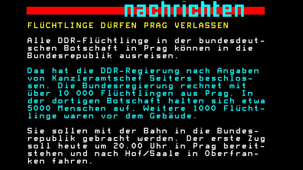 Besonders! Anlässlich des 35. Jahrestages des Mauerfalls veröffentlicht der ARD-Teletext historische Textseiten - Foto: presseportal.de